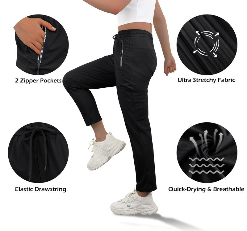IWOLLENCE Women's Active Stretch Pants Quick Dry Breathable Athletic Comfy Fit Hiking Pant with Zipper Pockets