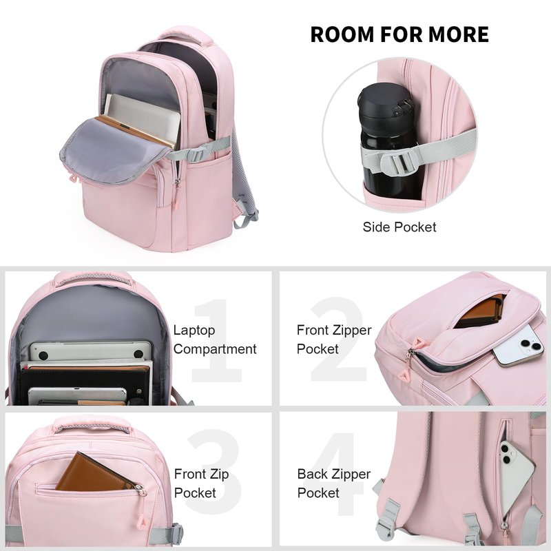 GAEKEAO Everyday Backpack for Women Lightweight Casual Daypack Travel Backpacks for Work College Hiking Camping Commute Pink