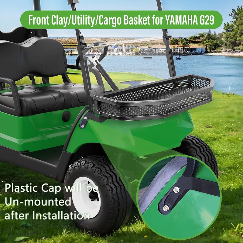10L0L Golf Cart Front Cargo Basket for Yamaha G29/Drive Ydre Serials Clay Outer Utility with Mounting Brakets for Gas & Electric Golf Carts, Heavy-Duty Steel Storage Rack (Ydre(G29/Drive))