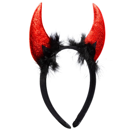 Spooktacular Creations Halloween Devil Horns Headband, Red Demon Headwear Costume Accessories for Kids Girls Women Halloween Party Favors, Cosplay Costume
