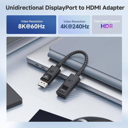 Cable Matters 8K DisplayPort 1.4 to HDMI Adapter with 4K@120Hz or 8K@60hz, Unidirectional (DP 1.4) Display Port to HDMI port 8K Cable Adapter in Black, Support for RTX 3080/3090, RX 6800/6900 and More