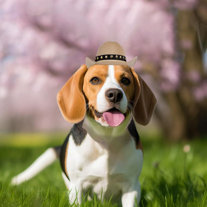 choyaxo Pet Cowboy Costume Cosplay Cap Halloween Costumes for Dogs Cat Pet Party Decoration Mini Cowboy Hat (Khaki, Small)