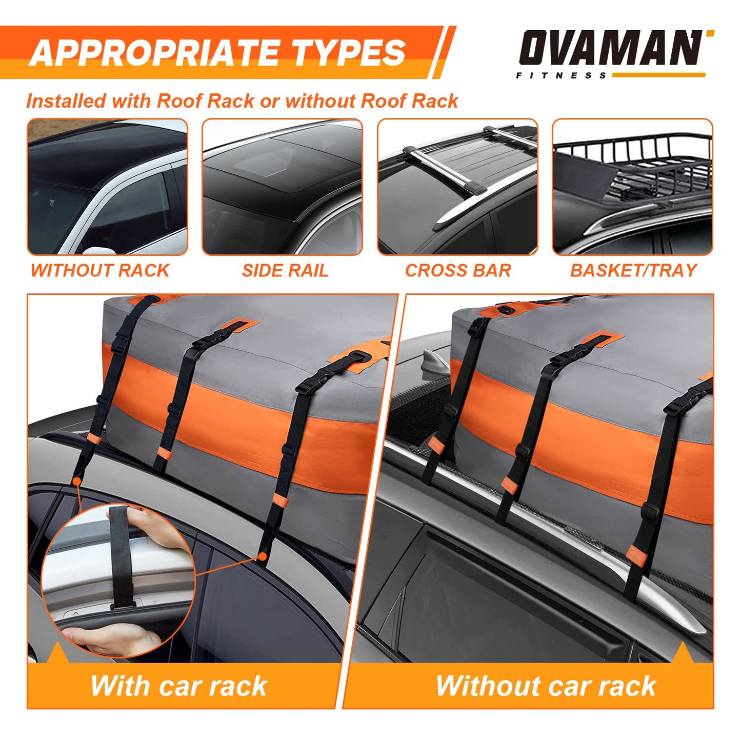 Car Rooftop Cargo Carrier Bag – 20 Cubic Feet Waterproof Heavy Duty 900D Roof Bag for All Vehicles SUV with/Without Roof Rack, Car Storage Bag with Anti-Slip Mat, 6 Hooks & Luggage Lock