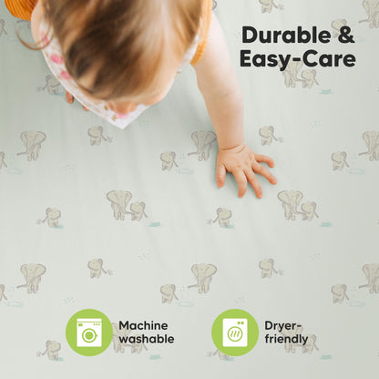 2-Pack Mini Crib Sheets Fitted - 38x26 Pack N Play Sheets for Pack and Play Mattress, Organic Cotton, Soft & Breathable Playard Bedding, Neutral Mini Toddler Bed Cover for Boys, Girls (Elly)