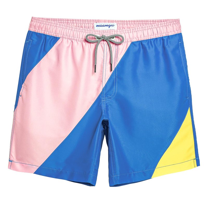 maamgic Mens Swim Trunks Quick Dry Swim Shorts with Mesh Lining Funny Swimwear Bathing Suits 7inch Color Blocking XX-Large
