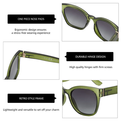 ZENOTTIC Cat Eye Polarized Sunglasses for Women - Oversized Sun Glasses UV400 Protection Retro Shades Designer Style