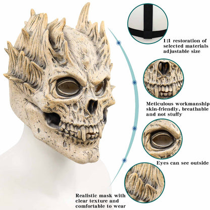EJWCIG Full Head Skull Mask, Skeleton Mask for Men & Women - Deluxe Latex Helmet Cosplay Party Props