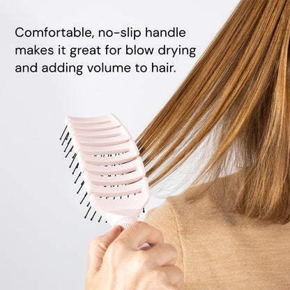 L'ANGE HAIR Siena Wide Curved Vented Detangle Brush | Nylon Bristles | Best for Tangles and Knots | Ideal for Men and Women | Vented for Airflow | Black