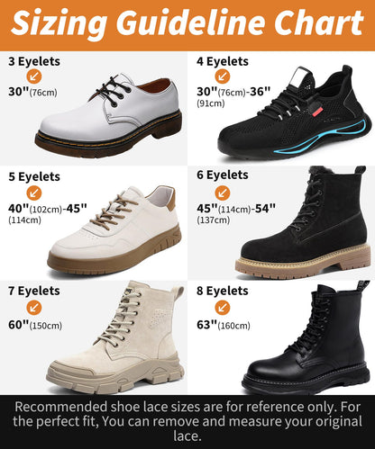 Handshop 2 Pairs Round Boots Shoelaces 4 MM Athletic Replacement Shoe Laces 30-63” Shoestrings For Running Sporting Walking Black 114