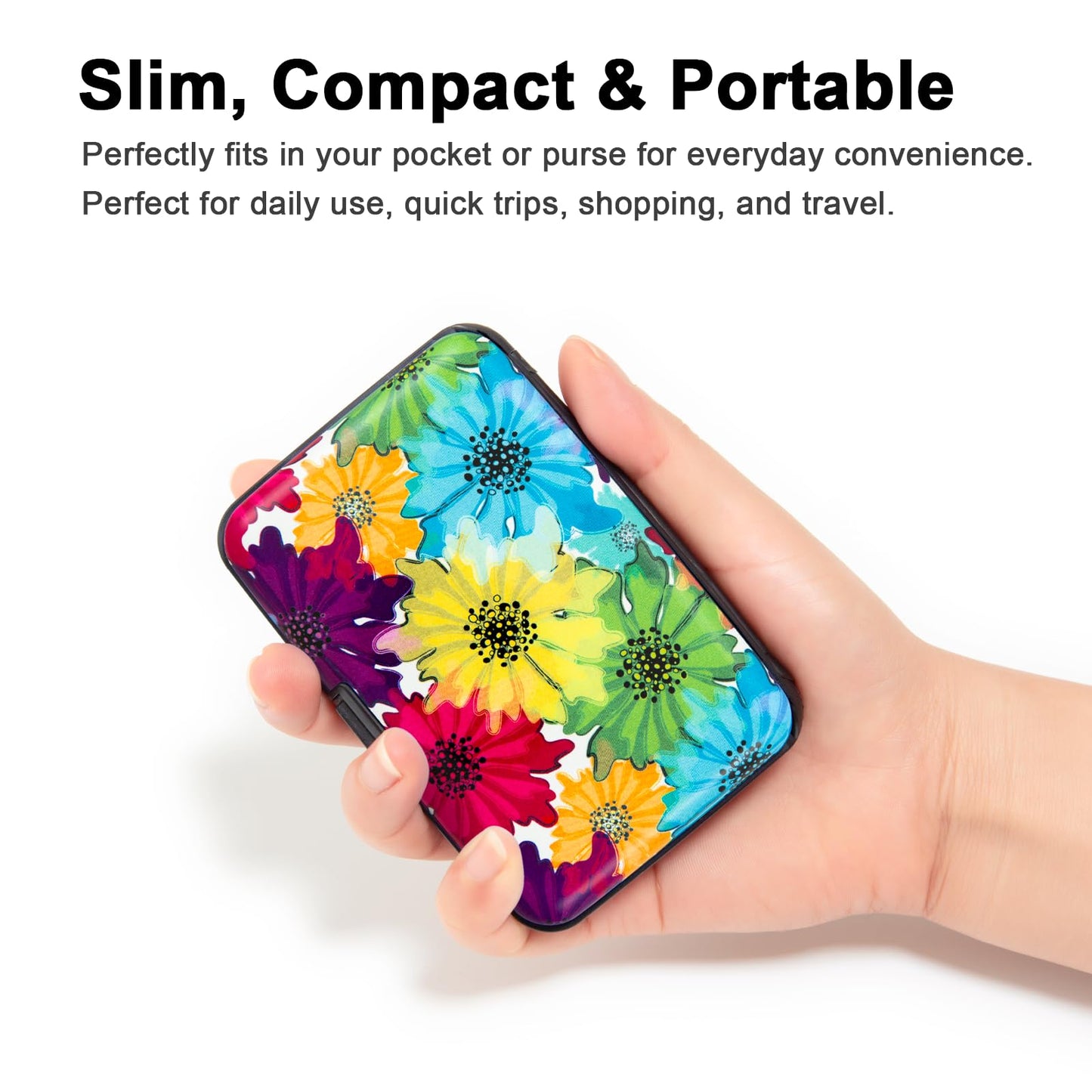 Kaabao Credit Card Holder, Metal Card Wallet RFID Blocking Mini Slim Aluminum Business Hard Card Case for Women Men (Motley Floral)