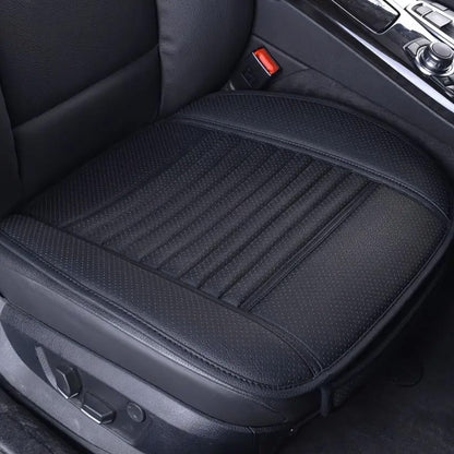Fifth Gear 3pc Universal Front and Rear PU Leather Black Car Seat Cushion Cover Set Anti Slip Breathable Car Seat Pad Bamboo Charcoal Seat Protector Non Slip