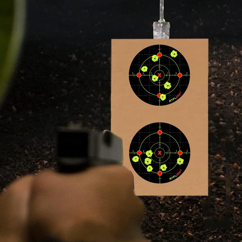 Atflbox 6 inch Splatter Adhesive Bullseye Fluorescent Yellow Shooting Target Stickers, 100 Self Adhesive Target Roll for BB Gun, Pellet Gun, Airsoft, Rifle Indoor and Outdoor Shooting Range