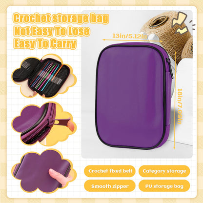 IMZAY 54 Pcs Crochet Hooks Set, Crochet Needles Set with Purple Storage Case, Ergonomic Knitting Needles Stitch Marker DIY Hand Knitting Craft Art Tools for Beginners