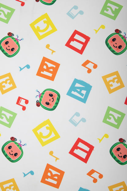 CoComelon Learning is Fun 4 Piece Toddler Bedding Set – Includes Comforter, Sheet Set – Fitted + Top Sheet + Reversible Pillowcase for Boys and Girls Bed, Letters and Music Design, Orange