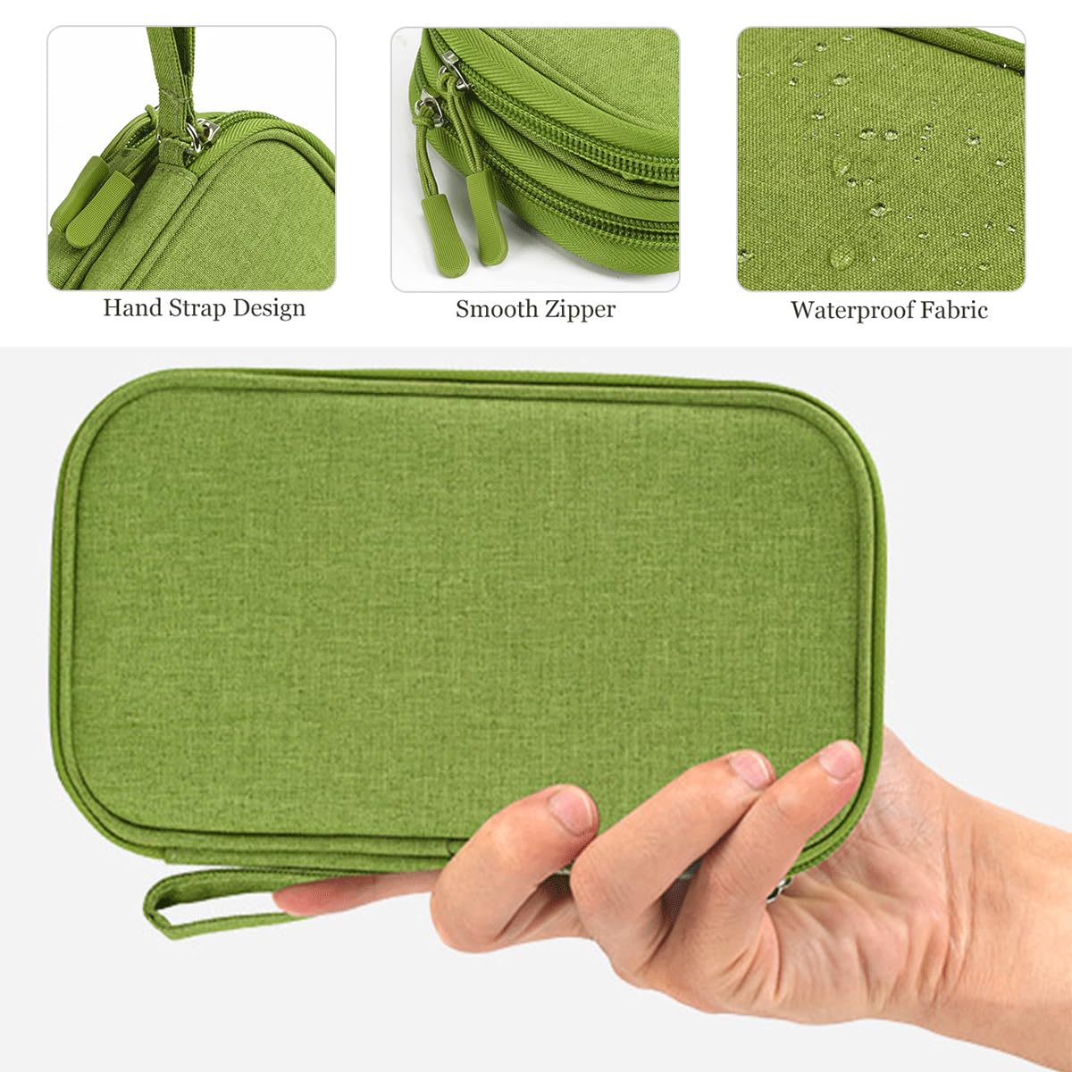 CAAORDKSO Electronic Organizer Travel Cable Accessories Bag, Case for Cable, Cord, Charger, Phone, Power Bank, Earphone (Grass Green, Medium)