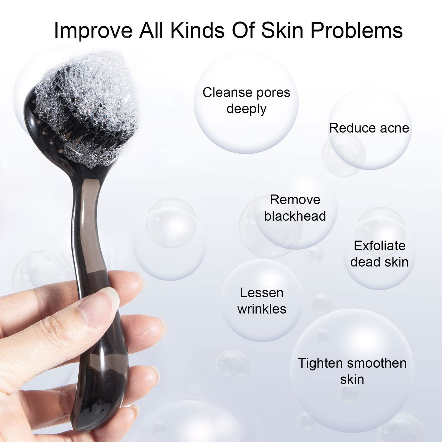4 Colors Facial Cleansing Brush, Beomeen Face Scrubber Exfoliating Brush Face Wash Scrub Exfoliator for Skin Care, Makeup Removal (Blue, Pink, Purple, Clear)
