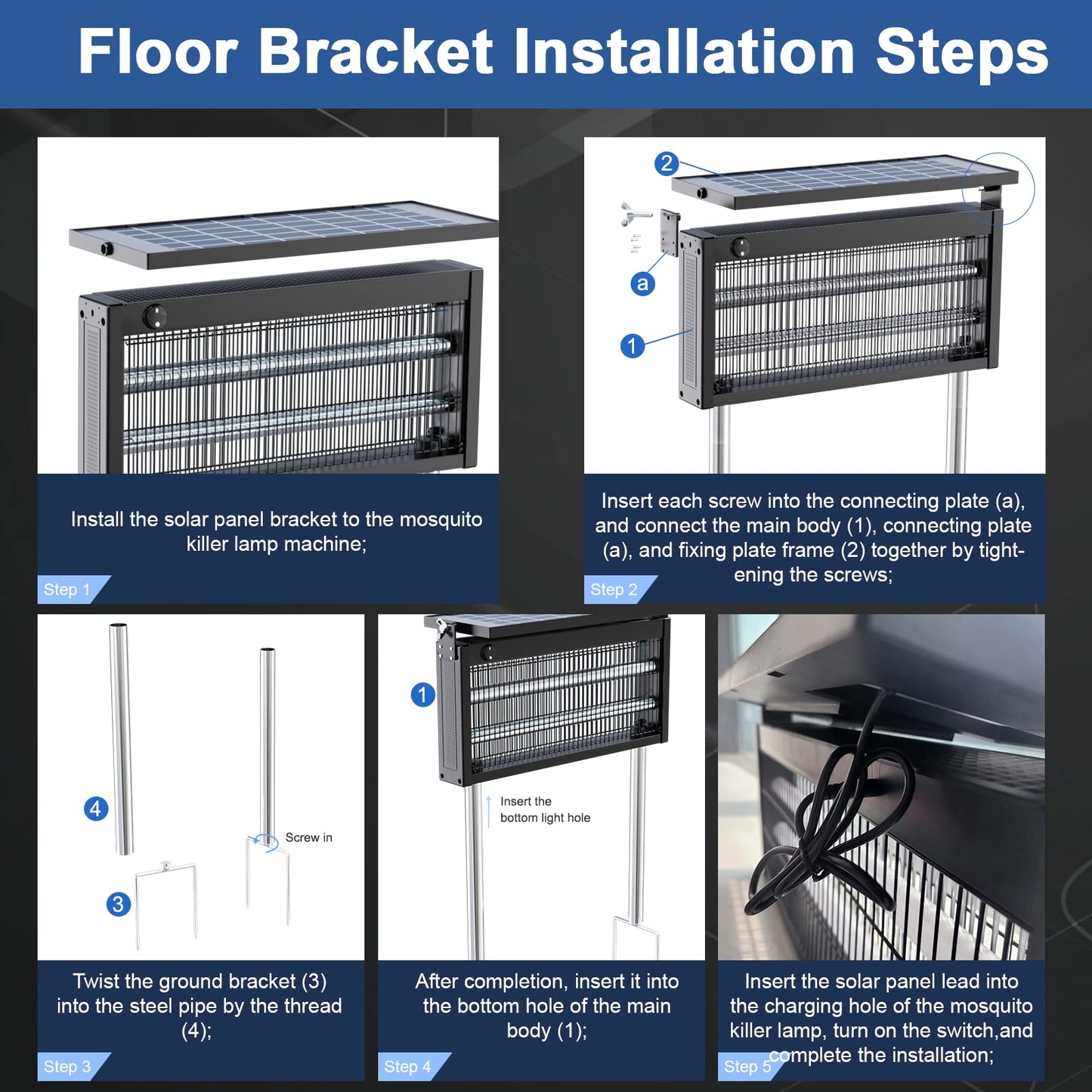 17.7 * 9.8 * 7.1in Bug Zapper Outdoor - Mosquito Repellent Outdoor Patio,Solar Bug Zapper Indoor,Waterproof Portable Fly Zapper,High Powered 4500V Mosquito Zappers Killer for Home,Patio,Camping