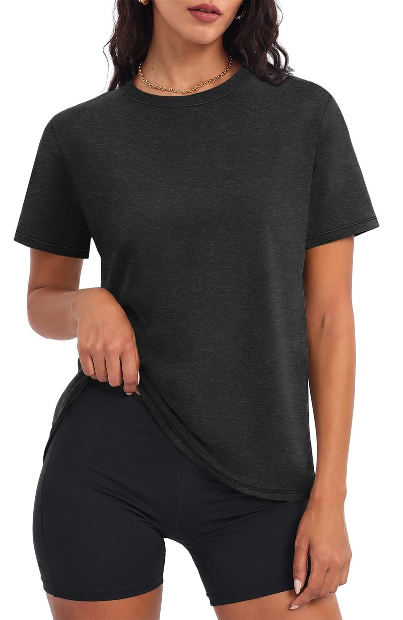 NIASHOT Workout Tops for Women Fitness Clothing Womens Clothes Pilates Outfits Fashion Activewear Summer Yoga Running Shirts Black XL