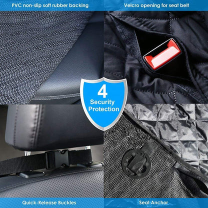 Petnice Pet Back Seat Covers, Waterproof Scratch Proof Nonslip Dog Travel Hammock with Seat Anchors for Cars Trucks SUV, Car Boot Liner
