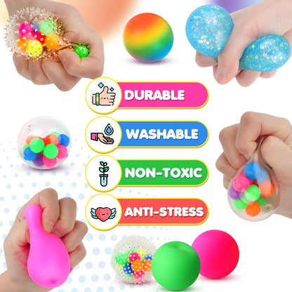 6 Set Squishy Sensory Stress Squeezing Balls forAdults: Best Calming Tool to Relieve Anxiety, Vent Mood and Improve Focus, Easter Basket Stuffers for Kids, Goodie Bag Stuffers