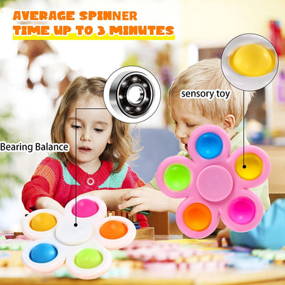 SCIONE 10 Pack Pop Fidget Spinners Fidget Toy for Kids Adults, Pop Party Bag Fillers for Kids Sensory Anxiety Stress Relief Reducer