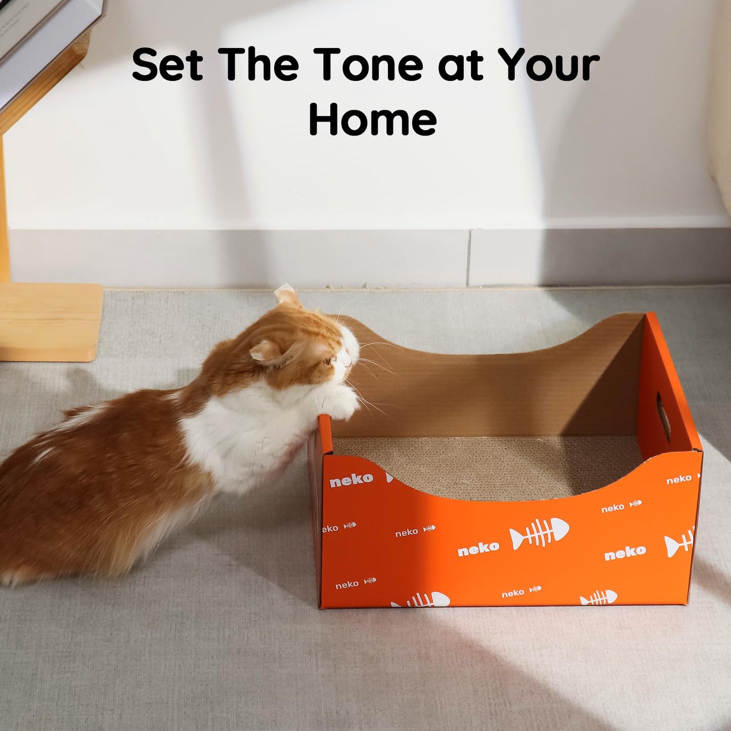 Cardboard Cat Scratcher Box with Extra-Large Double-Sided Sturdy Cat Scratching Board and Refillable Cat Scratch Pad, Hide, Scratch and Sleep, Easy to Clean and Assemble- EGPETS Cat Scratch Box Orange