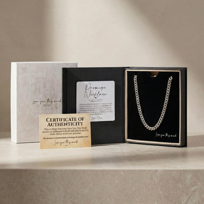 Love You This Much Promise 5mm Cuban Chain Necklace for Him, 22" Length + Luxury Box, Sentimental Gift for Men, Birthday Gift for Boyfriend, Anniversary Ideas for Husband or Boyfriend (Classic Stainless)