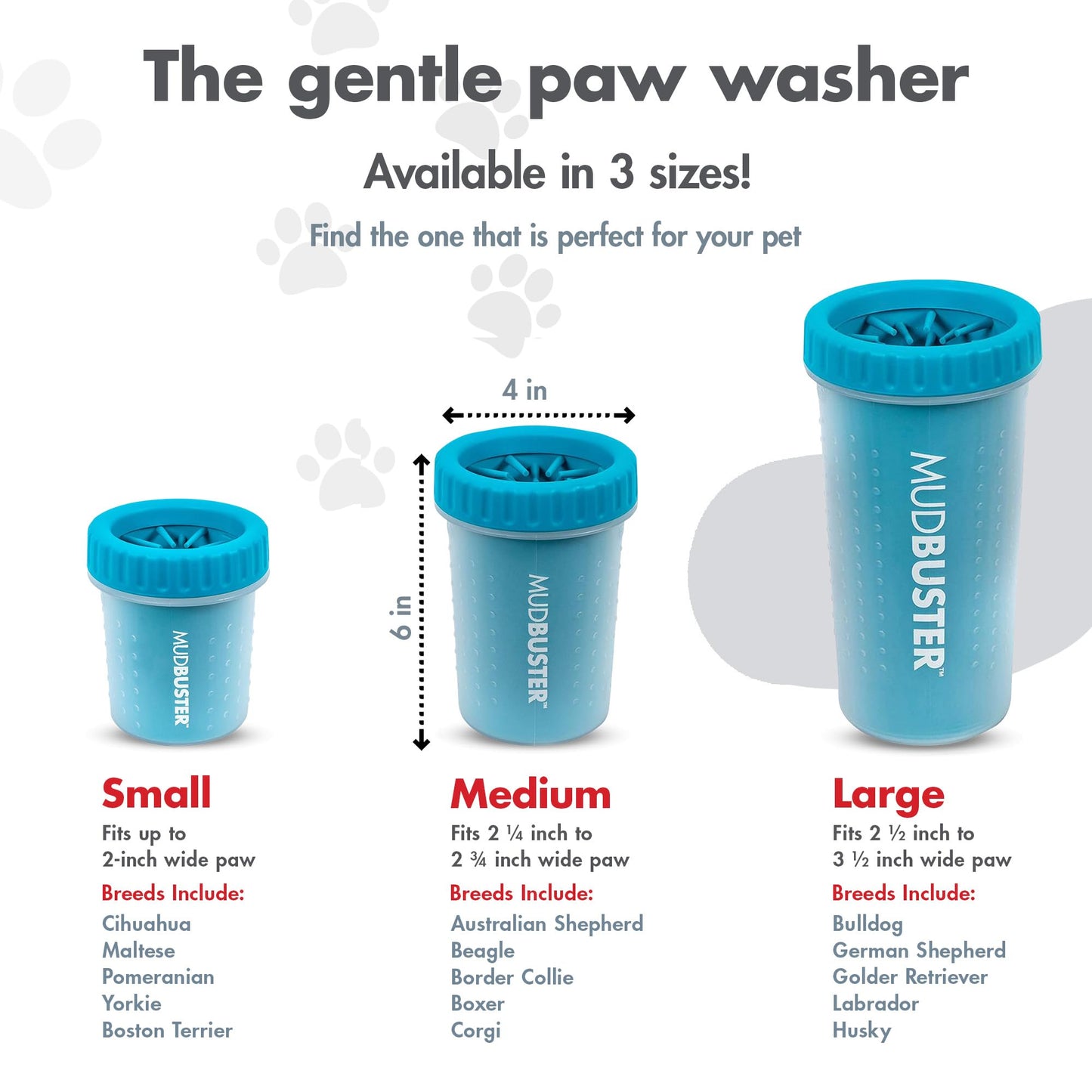 Dexas MudBuster Portable Dog Paw Cleaner, Medium, Blue