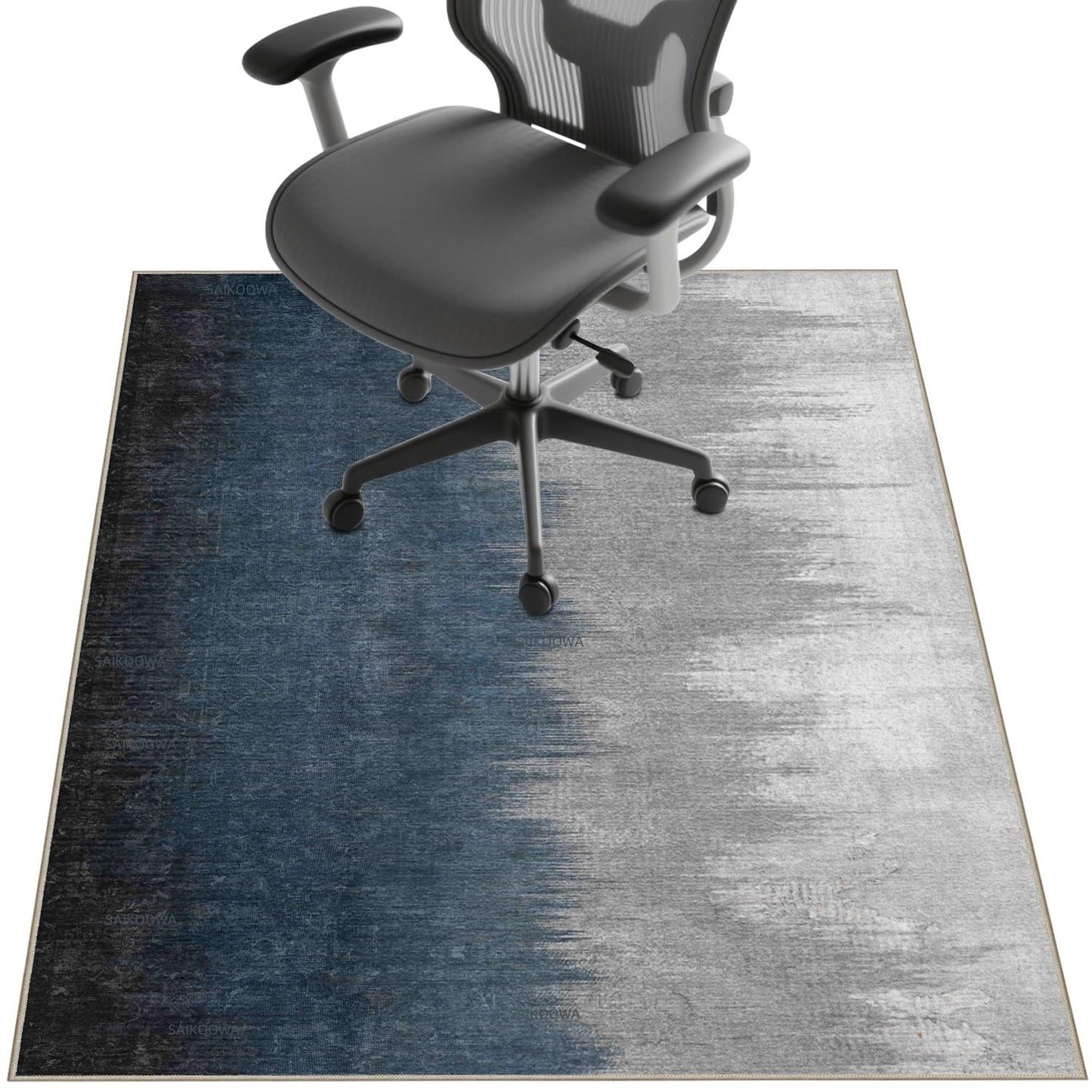 Chair Mat for Hardwood Floor,48"*36" Rolling Computer Chair Mat for Hard Wood and Tile Floor,Anti-Slip Floor Protector for Home Office Abstract Blue Grey