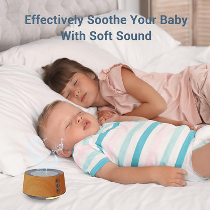 BGOVERSS White Noise Sound Machine with 14 Soothing Sounds and 10 Levels Night Light for Sleeping, 5 Timers and Memory Feature Plug in Sound Machine for Nursery Baby Kids Adults, Zebra Wood