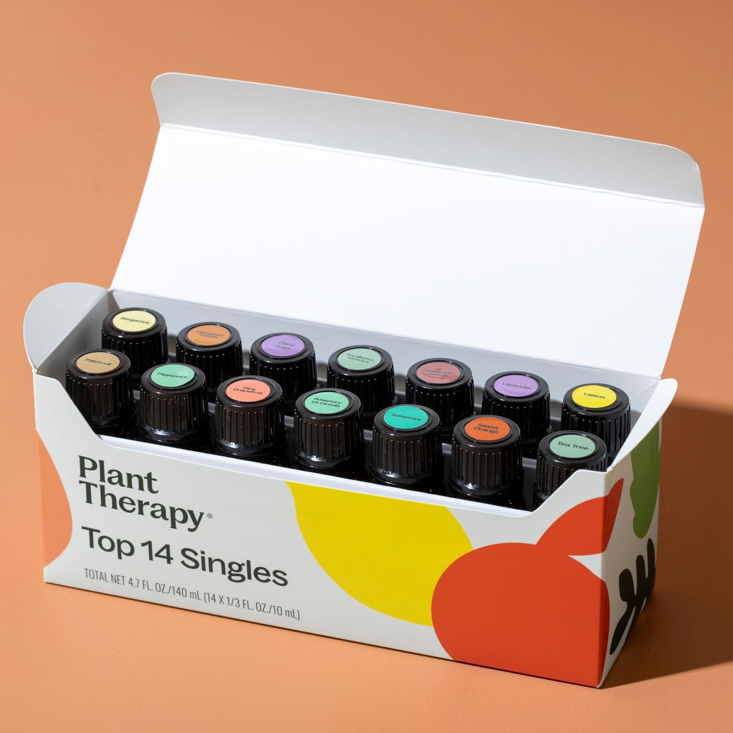 Plant Therapy Top 14 Singles Set Lavender, Eucalyptus, Peppermint, Orange Sweet, Lemon & More 100% Pure, Undiluted, Natural Aromatherapy for Topical Use & Diffusion, Therapeutic Grade 10 mL (1/3 oz)