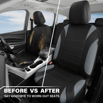 CAR PASS Waterproof Car Seat Covers Front Seats Only with 5mm Composite EVA, Neoprene Car Seat Cover with Separate Headrest Cover, Quick Setup Universal Fit for Car SUV Trucks,Airbag Compatible（Gray