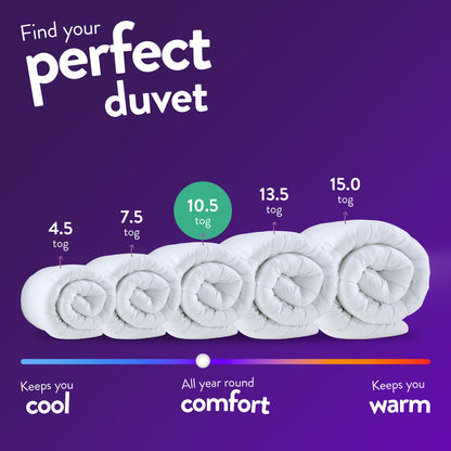 Slumberdown Cosy Nights Double Duvet 10.5 Tog - Breathable & Soft All Year-Round Double Quilt for Summer, Autumn & Winter | UK-Made, Non-Allergenic & Washable (200 x 200cm)