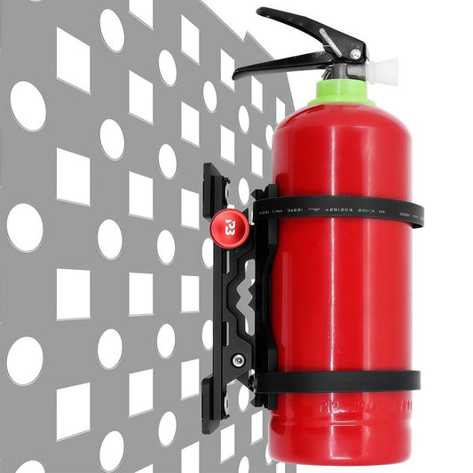 PLUSBEAM CNC Aluminum Quick Release Fire Extinguisher Mount Molle Panel, Fire Extinguisher Mount Kit with 4 Adjustable Clamps for Vehicles (Black)