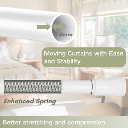 Extendable Curtain Pole Telescopic Spring Tension Rod Heavy Duty Room Divider No Drilling Curtain Rod Adjustable Pole for Wardrobe Window,Shower,Bedroom,Doorway