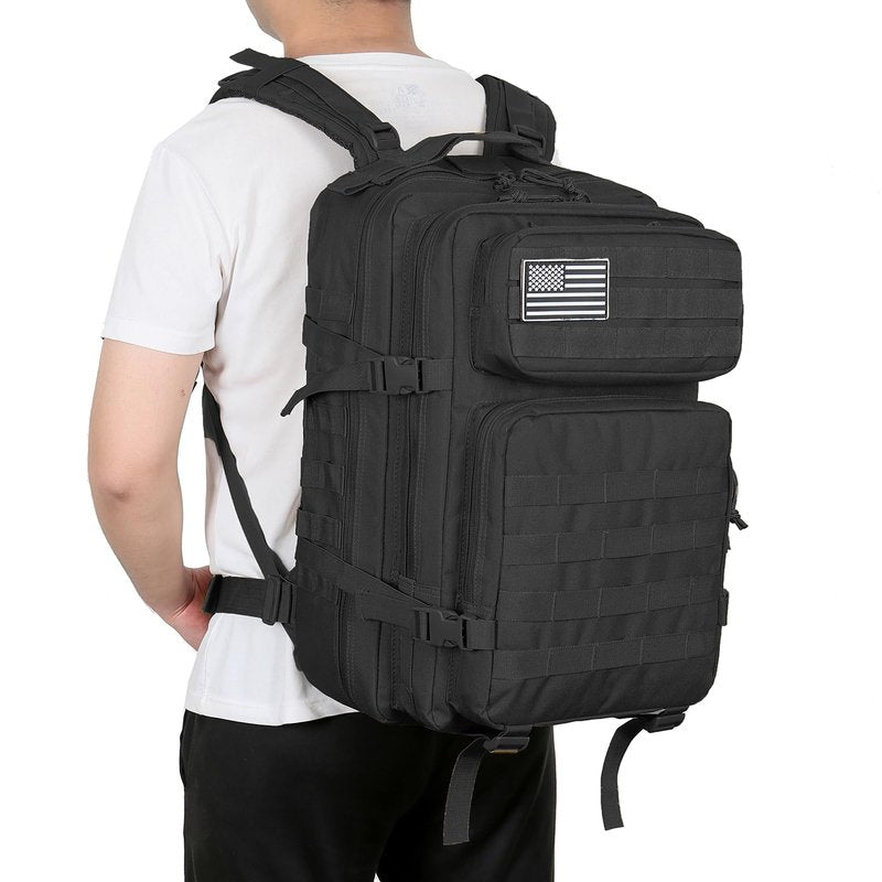 QT&QY 45L Military Tactical Backpacks Molle Army Assault Pack 3 Day Bug Out Bag Hiking Treeking Rucksack black
