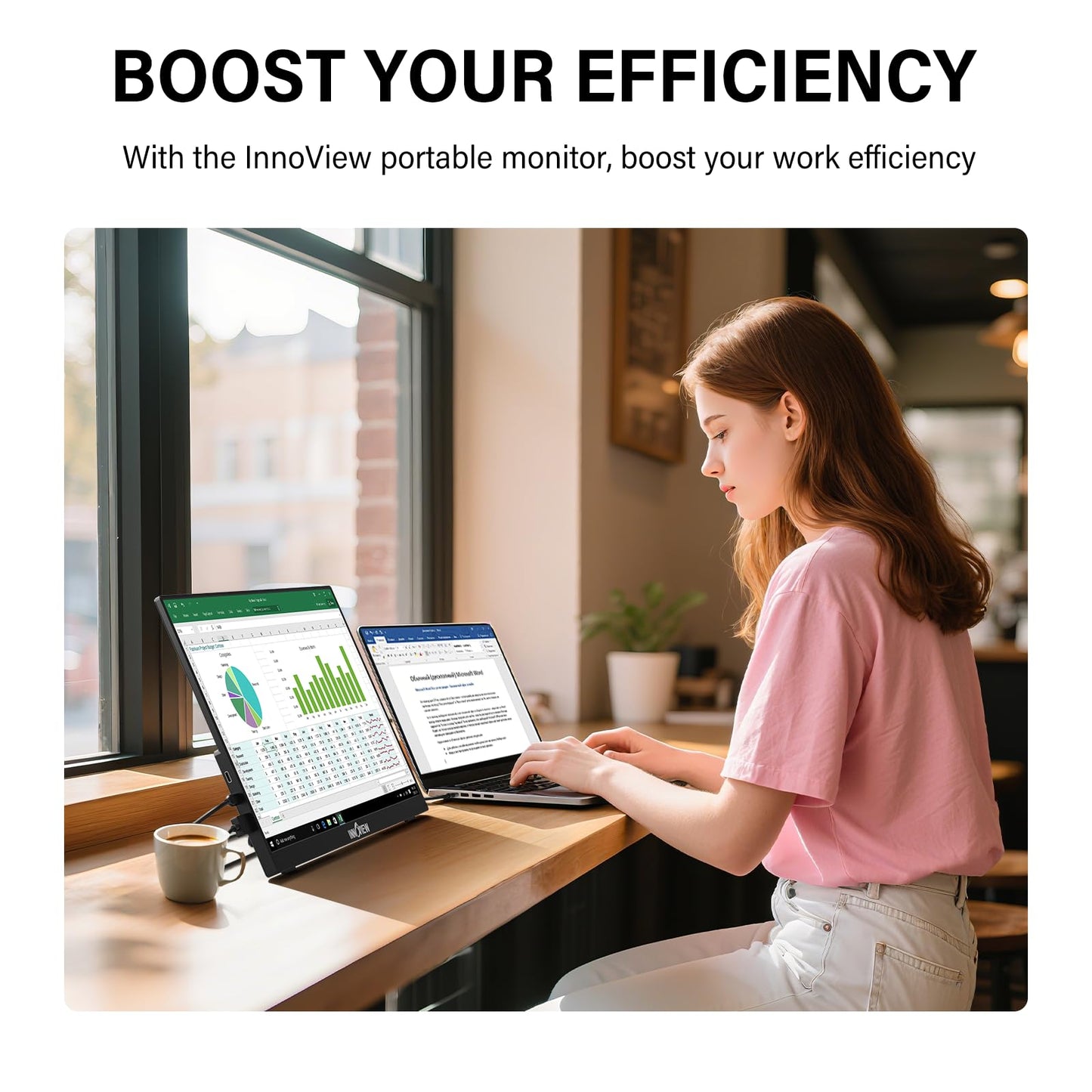 InnoView Portable Monitor Touchscreen 15.6" 1080P 10-Point Touch Screen Monitor Portable with Protective Sleeve Built-in Stand, 1200:1 HDMI USB C Travel Monitors for Laptop, PC, Phone