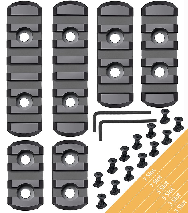 TOCNGAEK Polymer Picatinny Accessory Rail Single Picatinny Rail，3 3 5 5 7 7 Slot Black