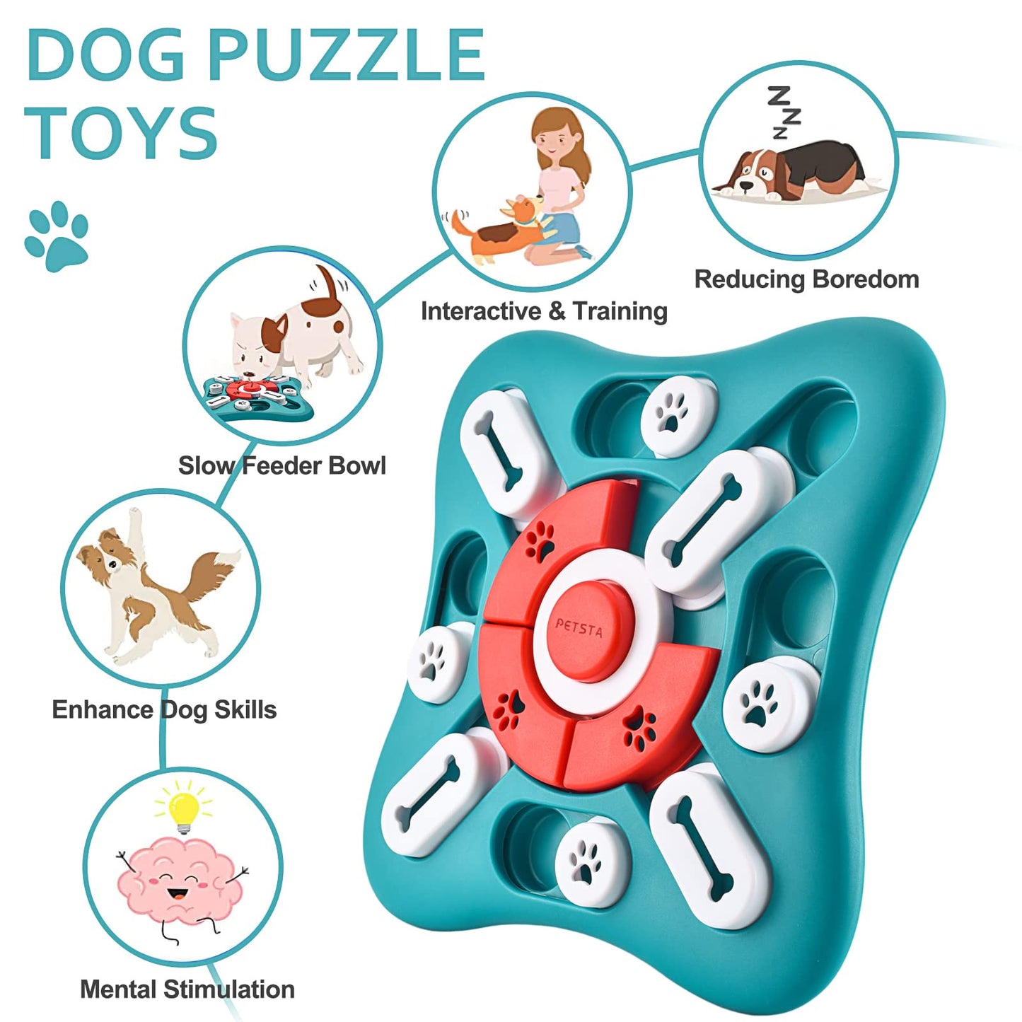 Dog Puzzle Toys - Interactive, Mentally Stimulating Toys for IQ Training & Brain Stimulation - Gift for Puppies, Cats, Dogs