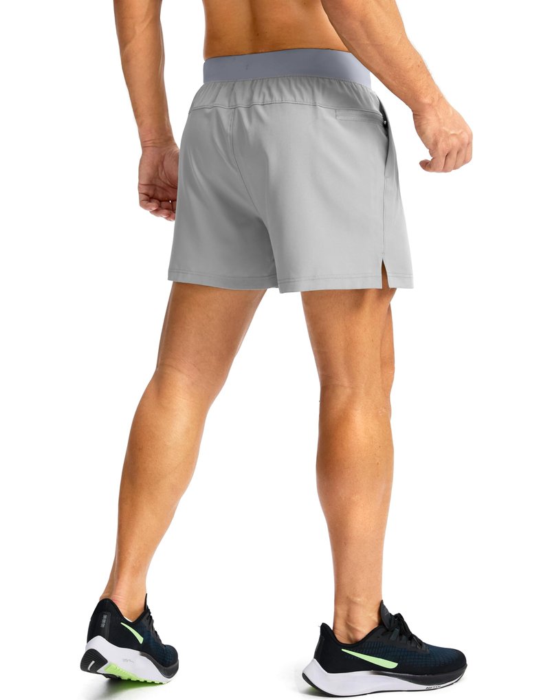 Soothfeel Men's Running Shorts with Zipper Pockets 9"/ 7"/ 5" Lightweight Quick Dry Basketball Gym Workout Athletic Shorts for Men (Light Grey, S)