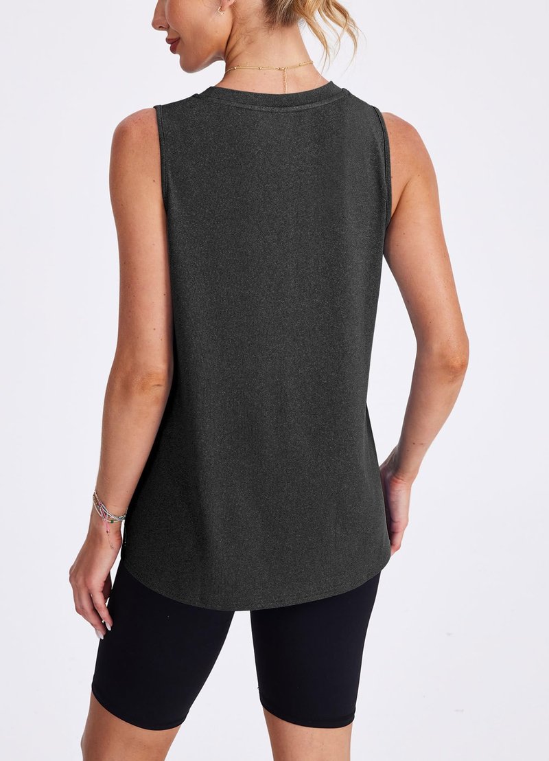 XIEERDUO Workout Tank Tops for Women High Neck Sleeveless Running Loose Fit Yoga Tops Active Shirts Black S