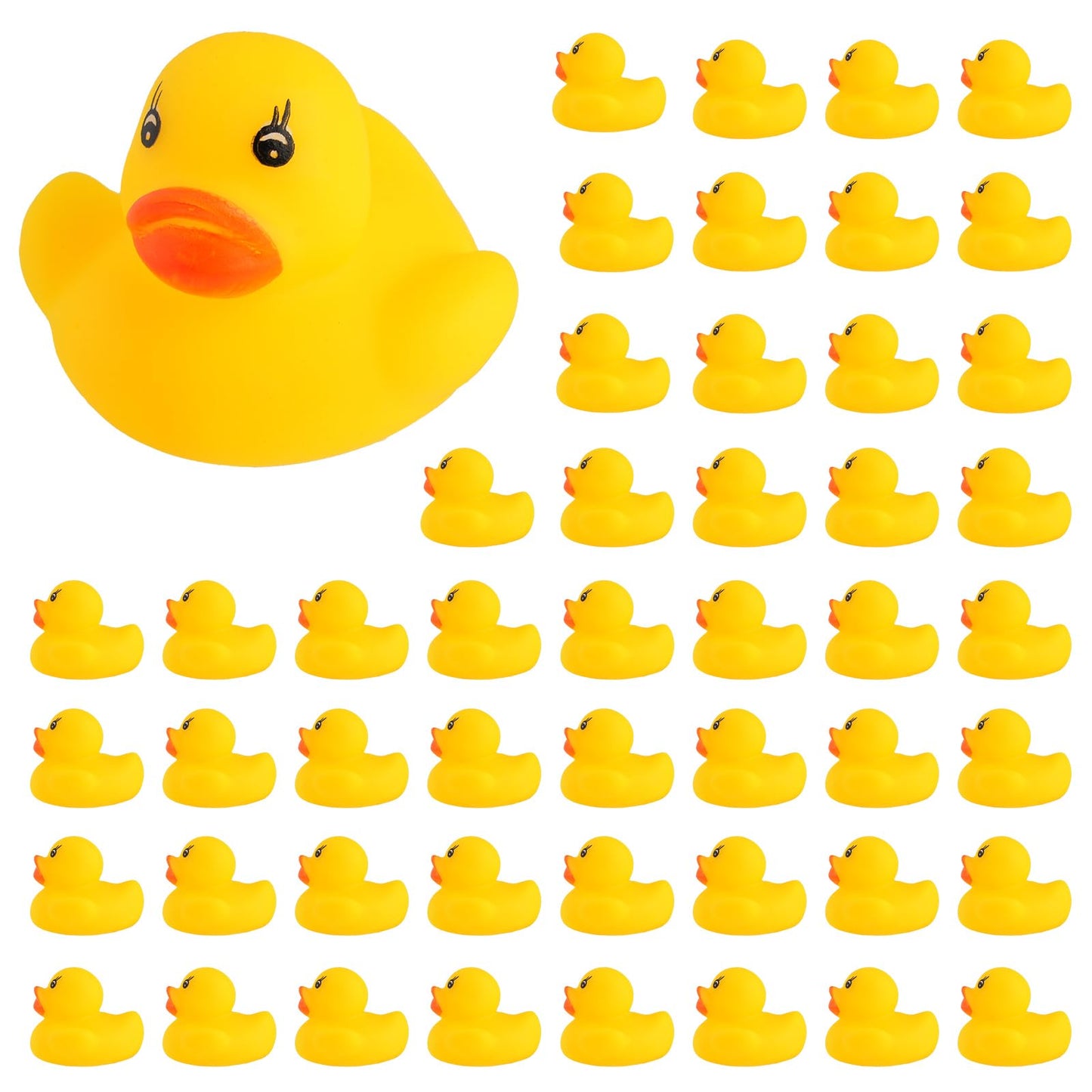 JTTJDB 50-Pieces Float & Squeak Mini Rubber Duck Baby Bath Ducky Sound Shower Toys for Kids