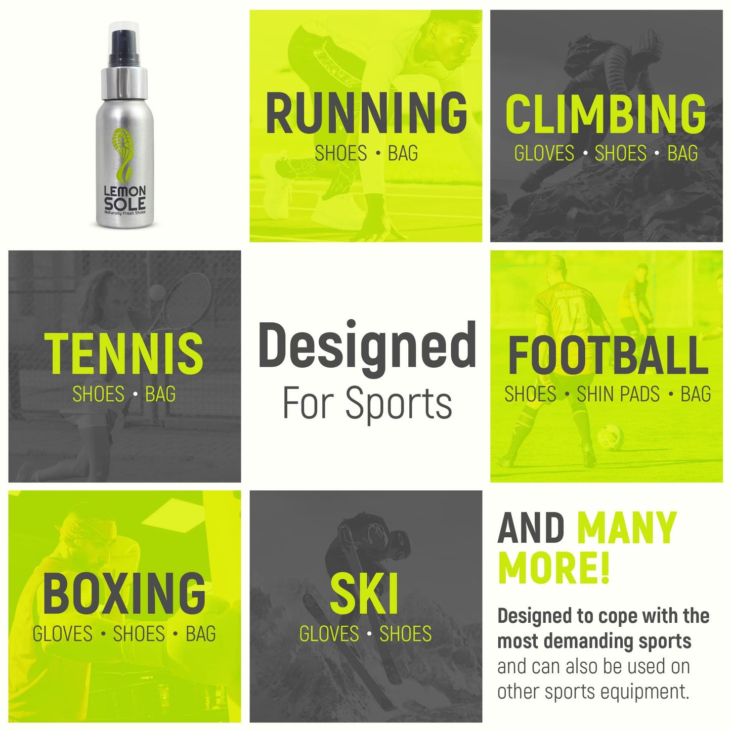 Lemon Sole Natural Shoe Freshener & Deodoriser with 6 Powerful Essential Oils for Long-Term Odour Control, Great for Sports, Fresh Lemon Scent. Lemon Fresh shoes every day.