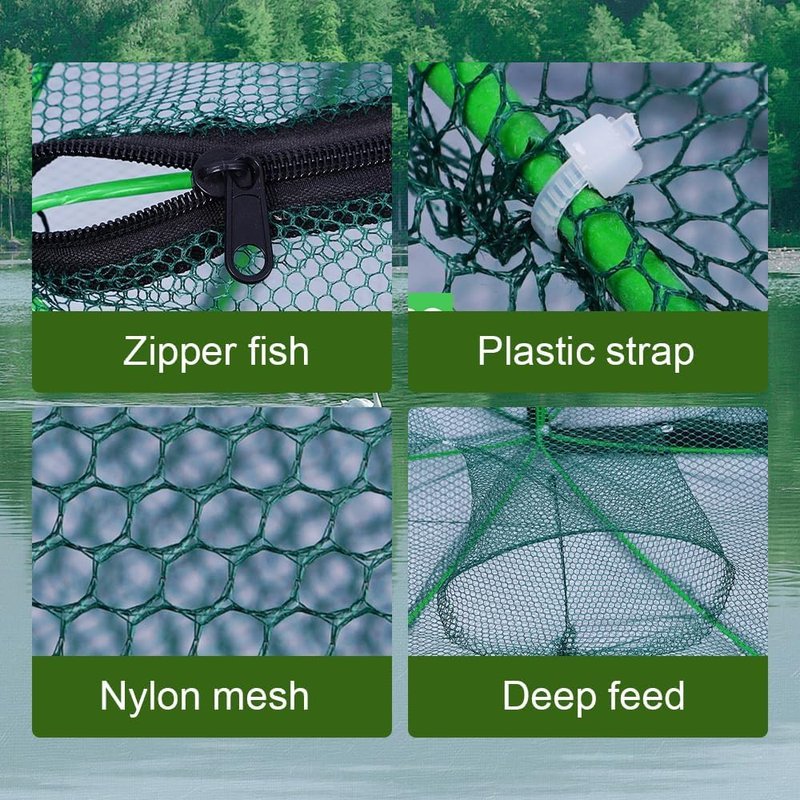 The Magic Foldable Fishing Trap, Folding Fishing Net，2024 Upgrade Auto-Foldable Strengthened Fishing Trap Net, Minnow Traps for Bait Fish，Fish Traps，Crawfish Trap，Minnow Trap(6Holes)