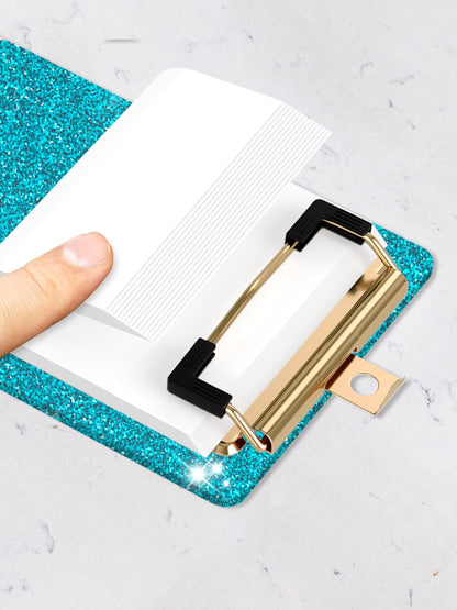 Acrylic Clipboards, Fashion Glitter Clipboard, Size 4" x 6", Cute Confetti Clipboards for Women, Desk Office Supplies and Accessories.Teal