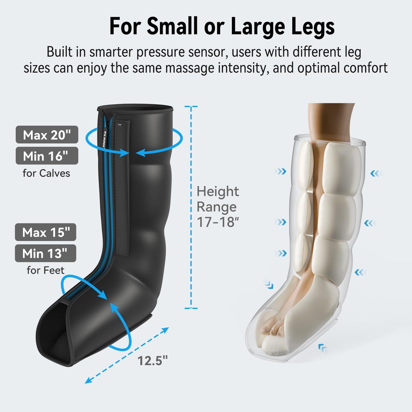 FIT KING Leg Massager with Heat and Compression Therapy, Leg Compression Massage for Circulation, Swollen Leg, RLS Pain & Fatigue Relief, Foot Calf Massager Boots, Recovery Gift for Mom Dad