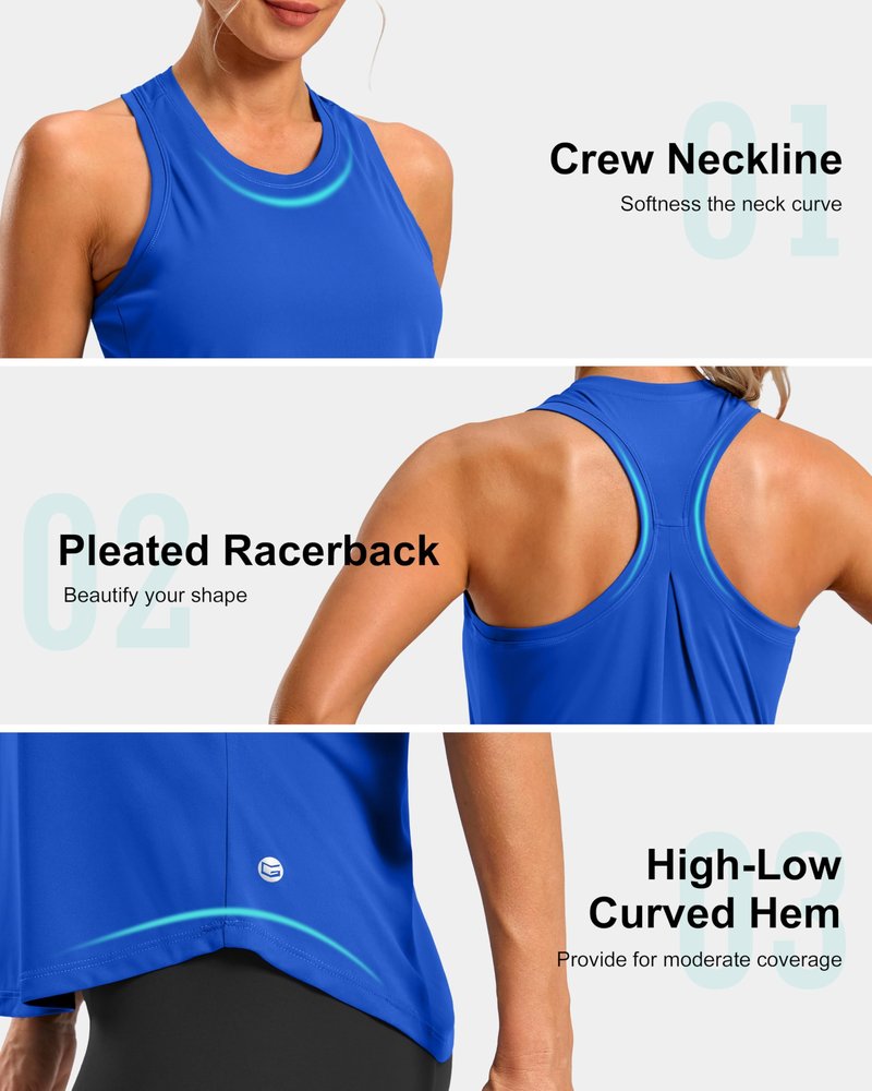G Gradual Women's Workout Tank Tops Racerback Athletic Yoga Tops Loose Fit Sleeveless Running Gym Sports Shirts for Women(Royal Blue,M)