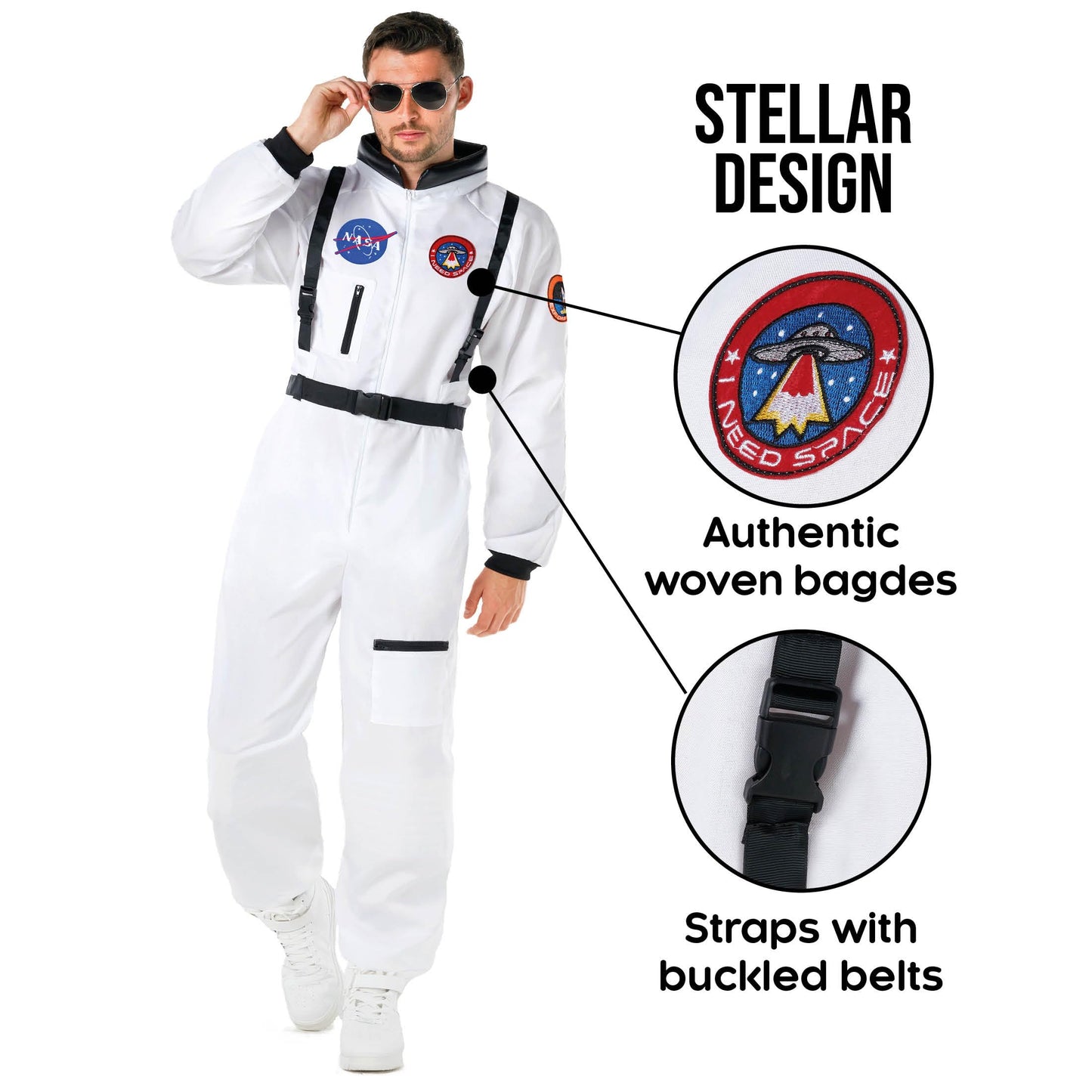 Morph Astronaut Costume Adult, White Space Suit Men, Mens Halloween Costume Astronaut Suits, Nasa Costumes Adult, Medium