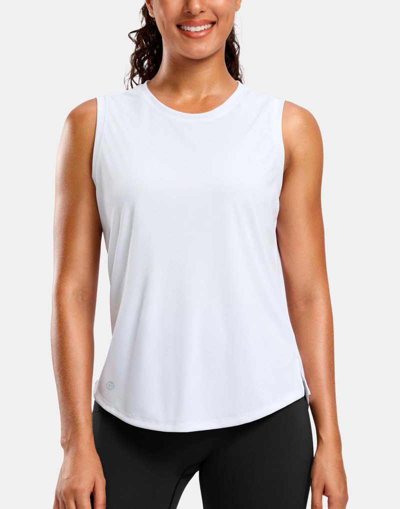 G Gradual Women's Sleeveless Workout Tops Lightweight High Neck Tennis Yoga Shirts Running Athletic Tank Tops for Women(White,L)
