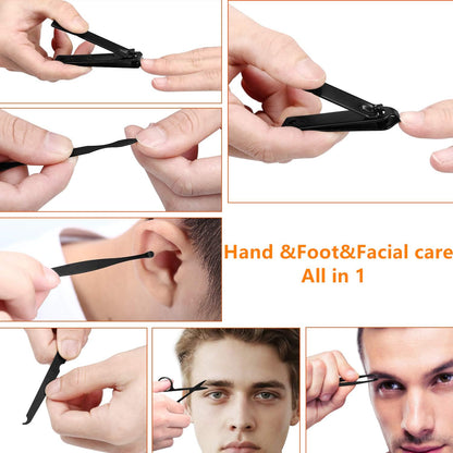Manicure set Men Personal Care Tools Accessories Finger and Toe Nail Clippers Kit Professional Manicure Pedicure Kit With Travel Case Nail Grooming Kit Present for Men Women Stocking Stuffers